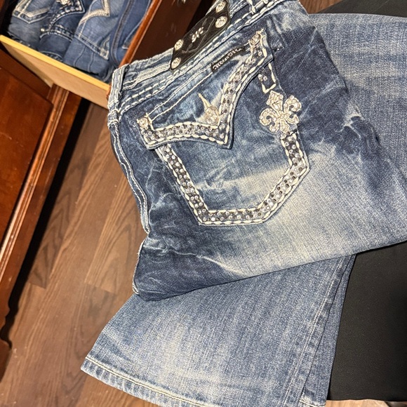 Miss Me Denim - Miss Me Blue Wash Bootcut Jeans with Embellished Pockets